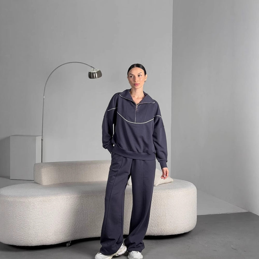 Damen Fleece Trainingsanzug mit Reißverschluss Sovae