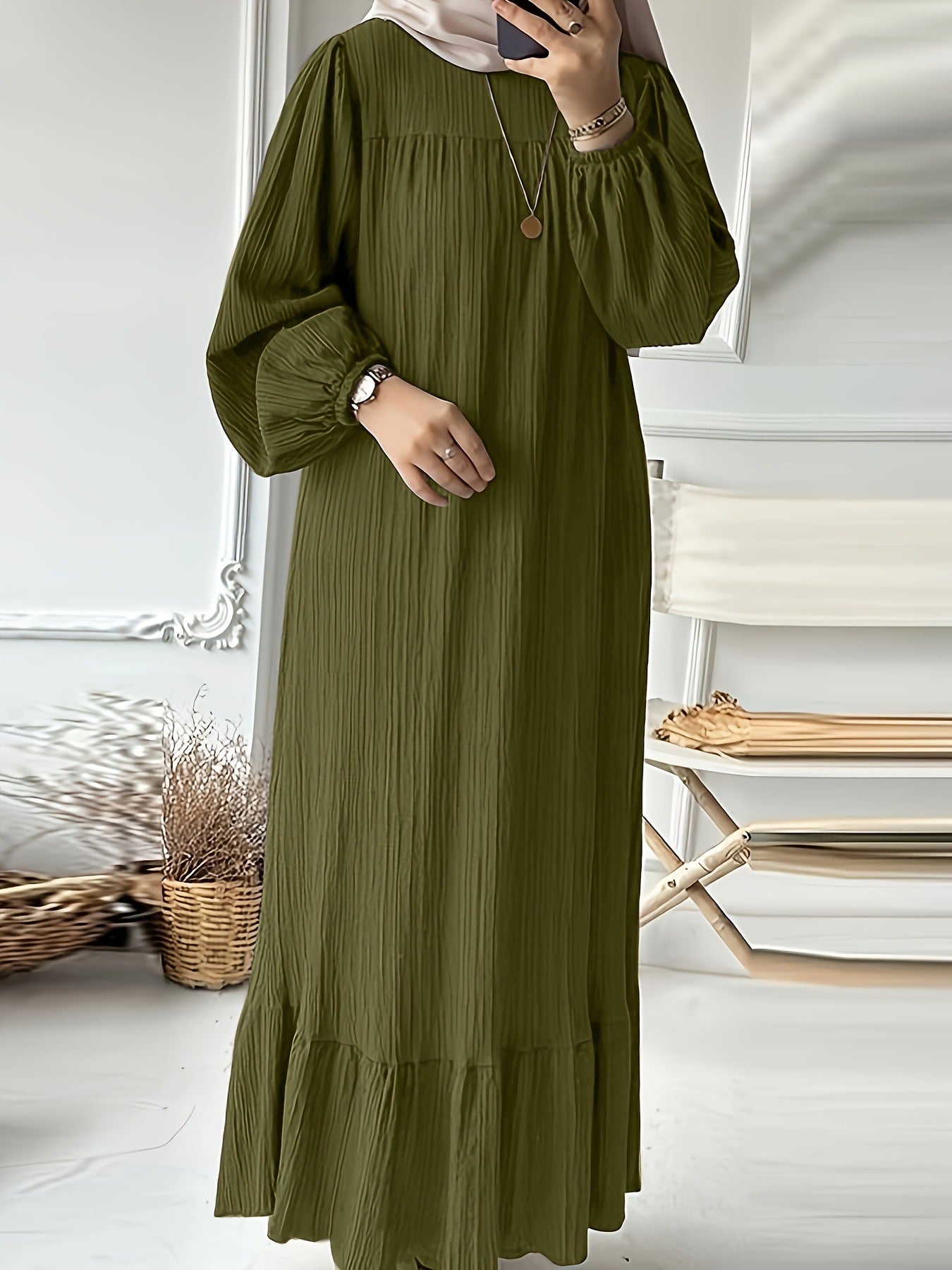 Damen Maxikleid mit waagerechtem Faltenwurf Sovae