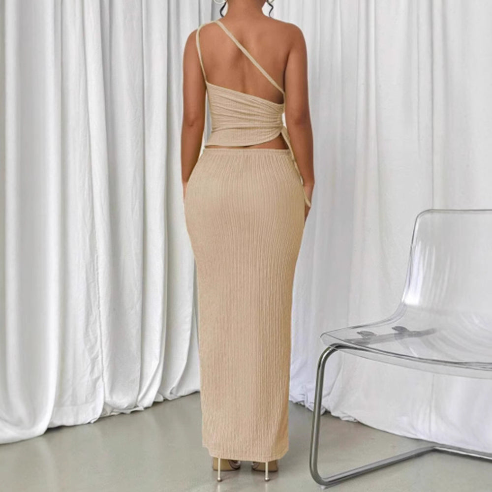 Damen Elegantes asymmetrisches Maxikleid mit Wickeldetails Sovae