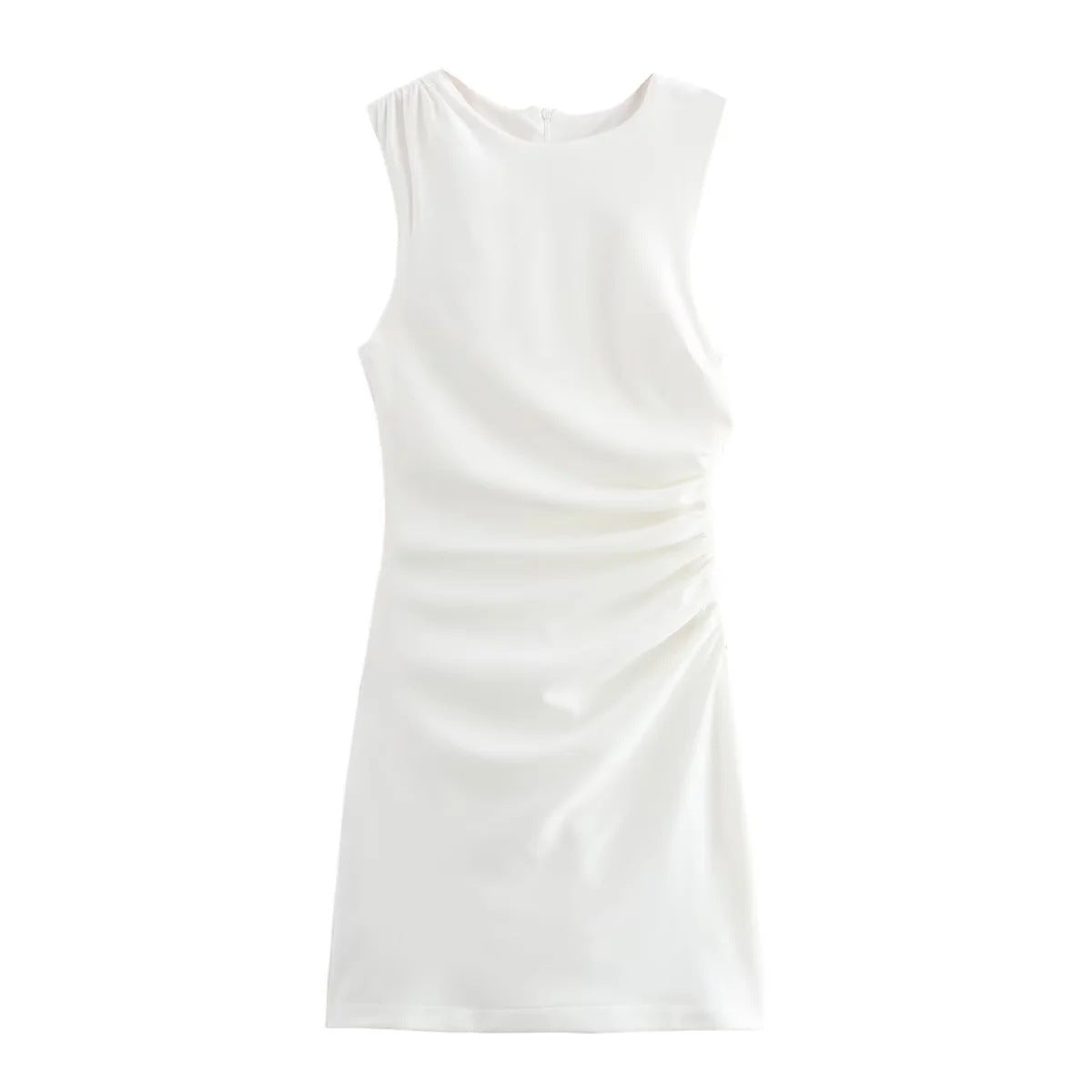 Damen ärmelloses Minikleid mit elegantem Drapierungsdesign Sovae