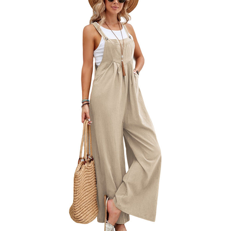 Damen lässiger Jumpsuit mit breiten Beinen und modischen Trägern Sovae