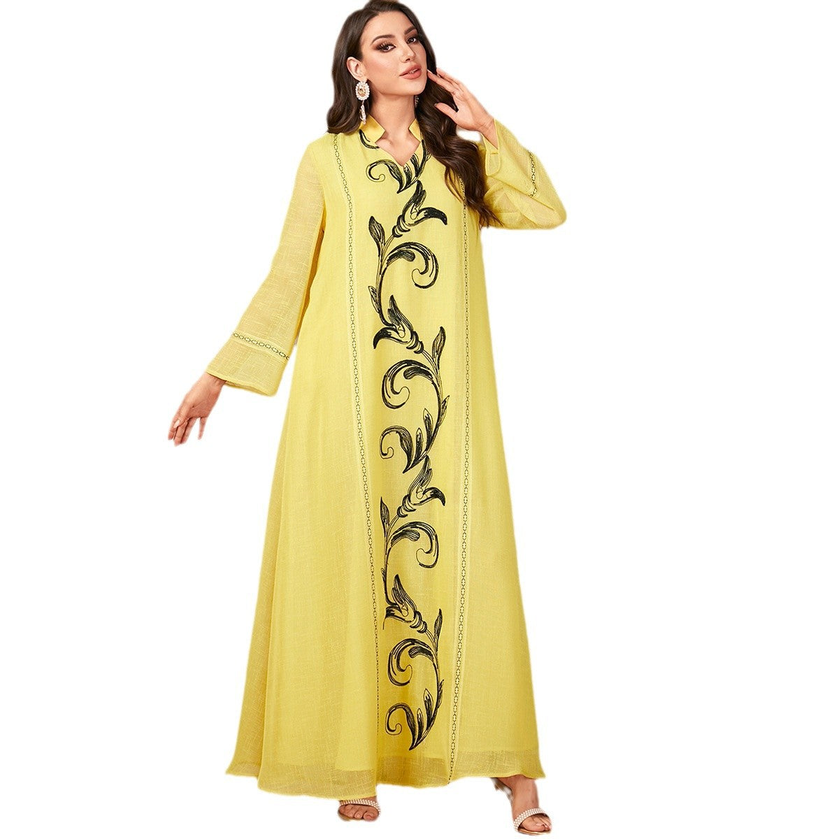 Damen Elegantes und kunstvoll besticktes Maxikleid Sovae