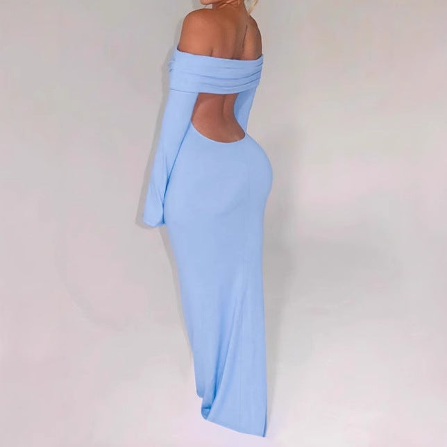 Damen Off-Shoulder Maxikleid mit kreativen Cut-Out-Details und figurbetontem Design Sovae