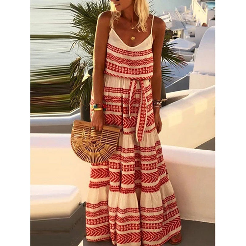 Damen Maxi-Strandkleid mit trendigem Mustermix Sovae