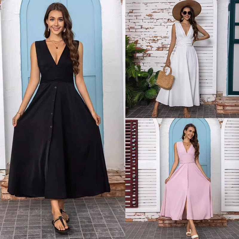 Damen Elegantes Ausgestelltes Maxikleid Sovae
