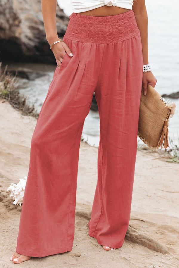 Damen Weit geschnittene Sommerhose mit elastischem Bund und luftiger Passform Sovae