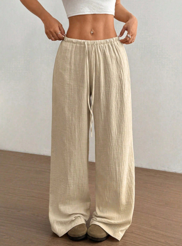 Damen Luftige Palazzo-Hose mit elastischem Bund Sovae