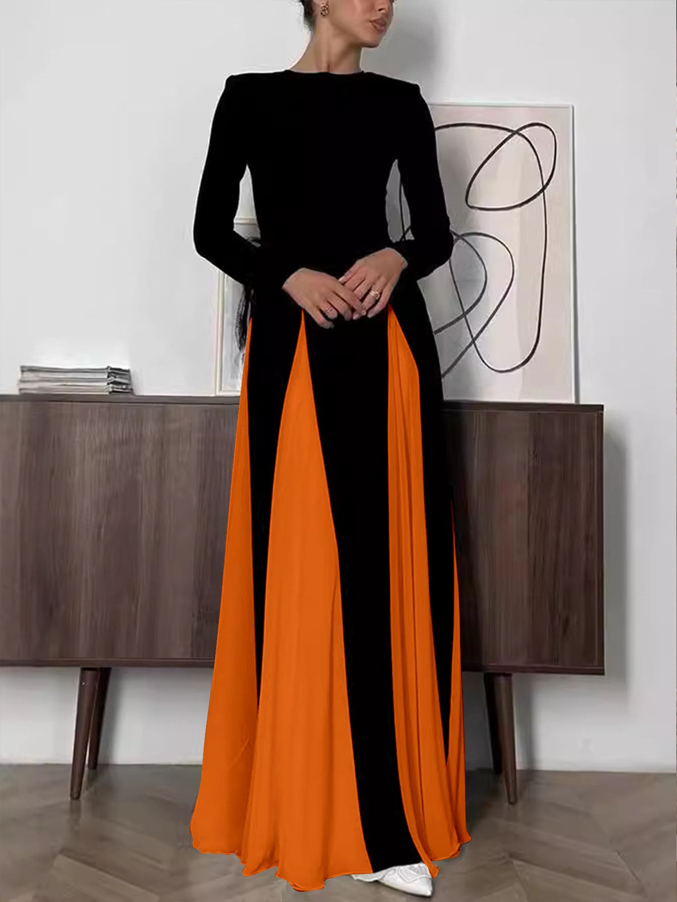 Damen Elegantes und modernes Maxi-Kleid mit asymmetrischem Schnitt Sovae