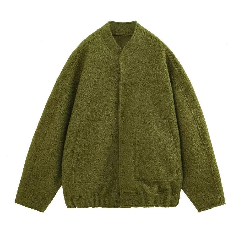 Damen lässige Fleecejacke mit geräumigen Taschen und elastischem Saum Sovae