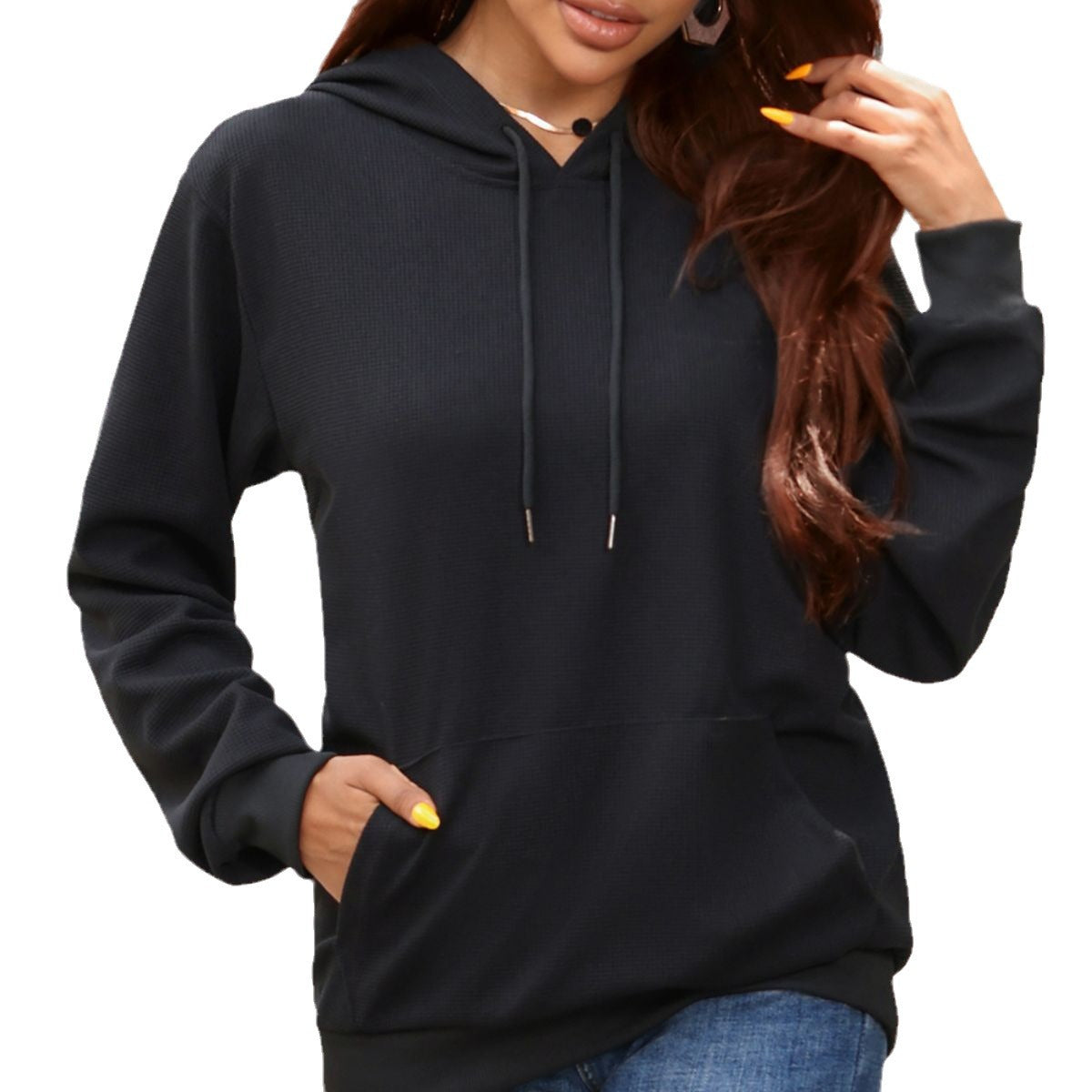 Damen lässiger Kapuzenpullover mit seitlichen Taschen Sovae