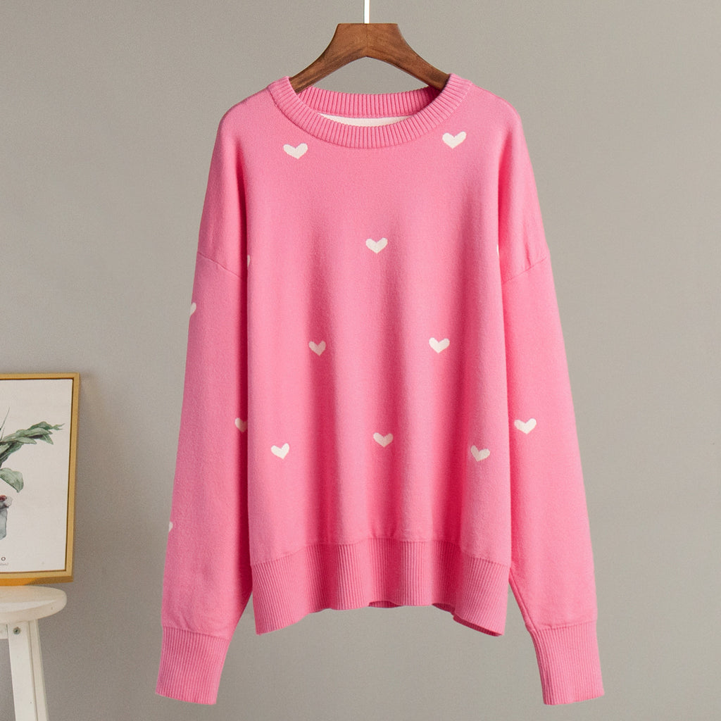 Damen Lässiger Pullover mit Herz-Muster Sovae
