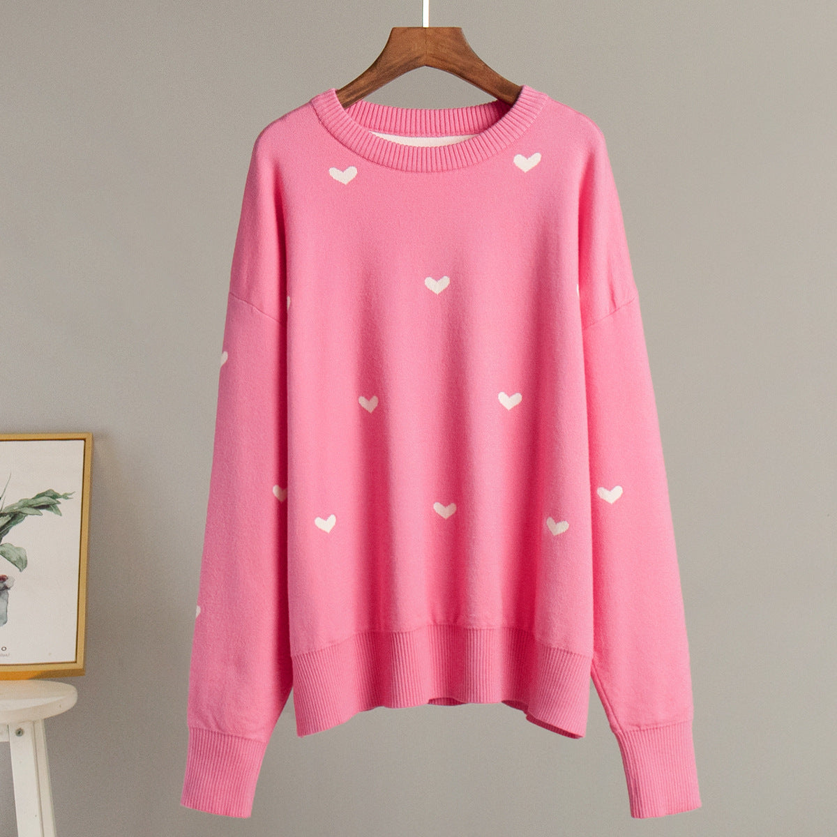 Damen Lässiger Pullover mit Herz-Muster Sovae