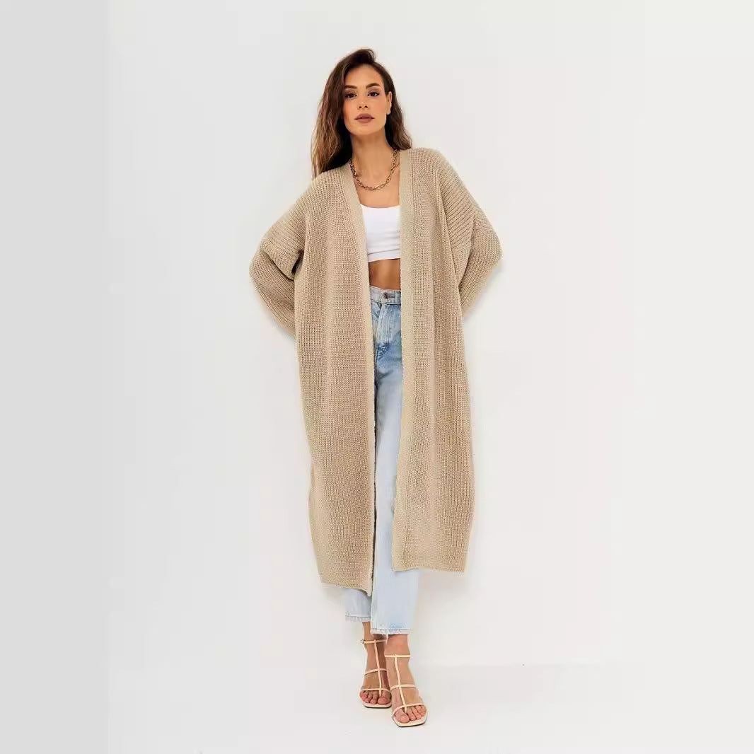 Damen Großer Strickmantel mit offener Front und lässiger Silhouette Sovae