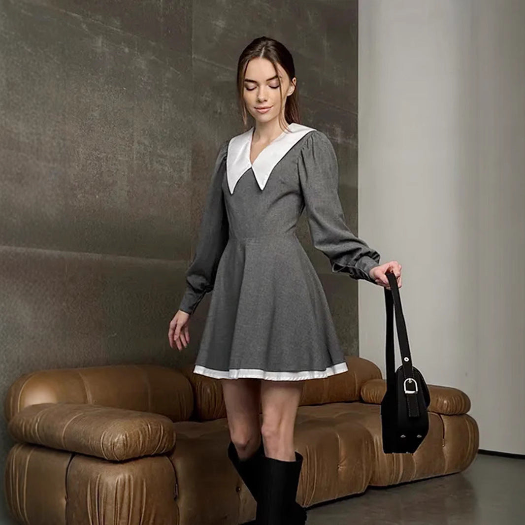 Damen Lässiges Minikleid mit schickem Kragen Sovae
