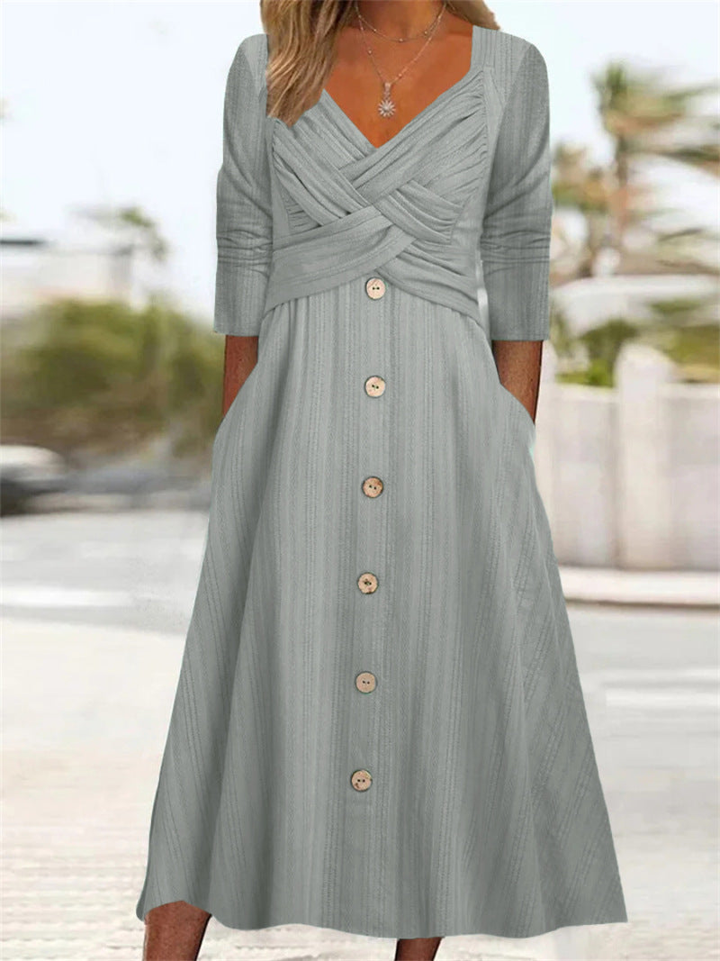 Damen Midikleid mit schmeichelndem Wickeloberteil Sovae