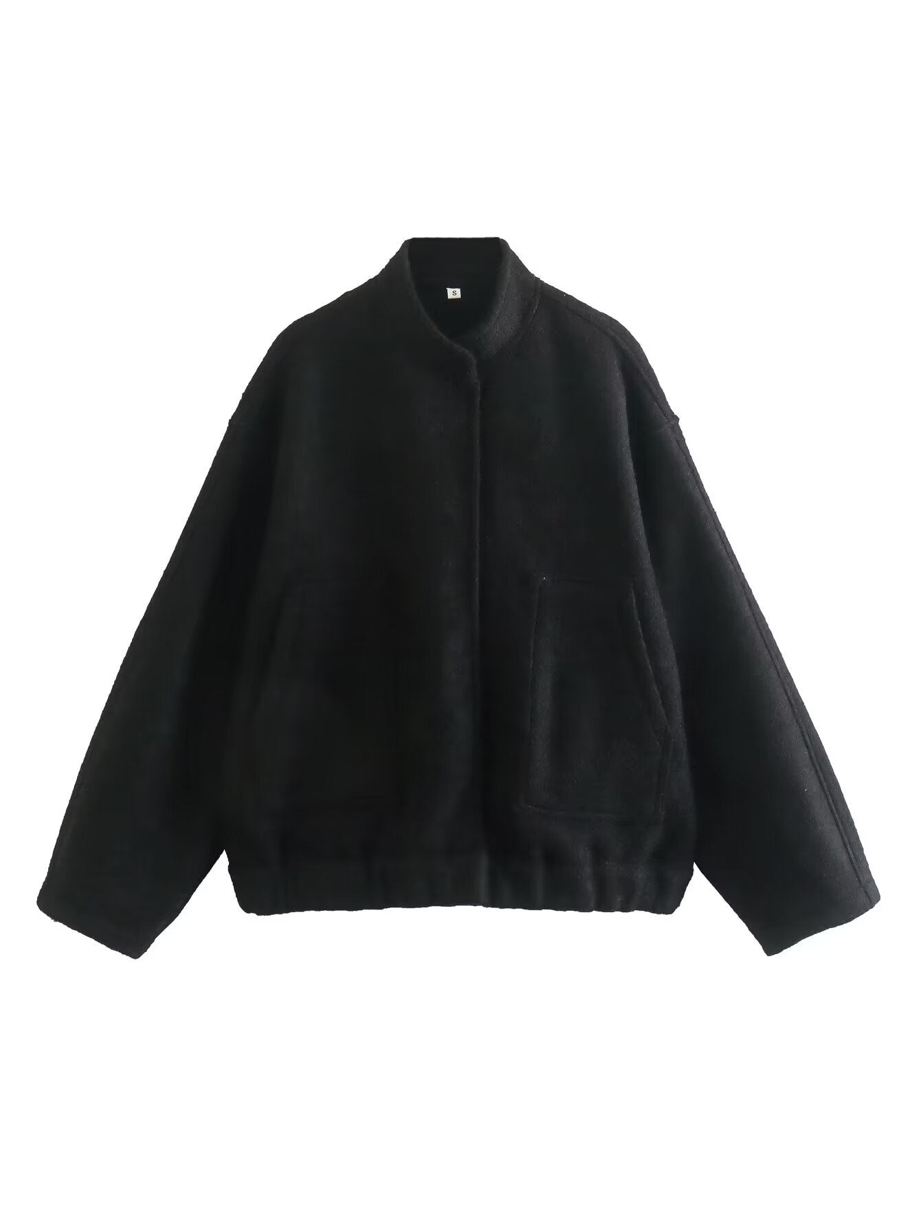 Damen modische Oversized-Jacke mit Stehkragen und seitlichen Taschen Sovae