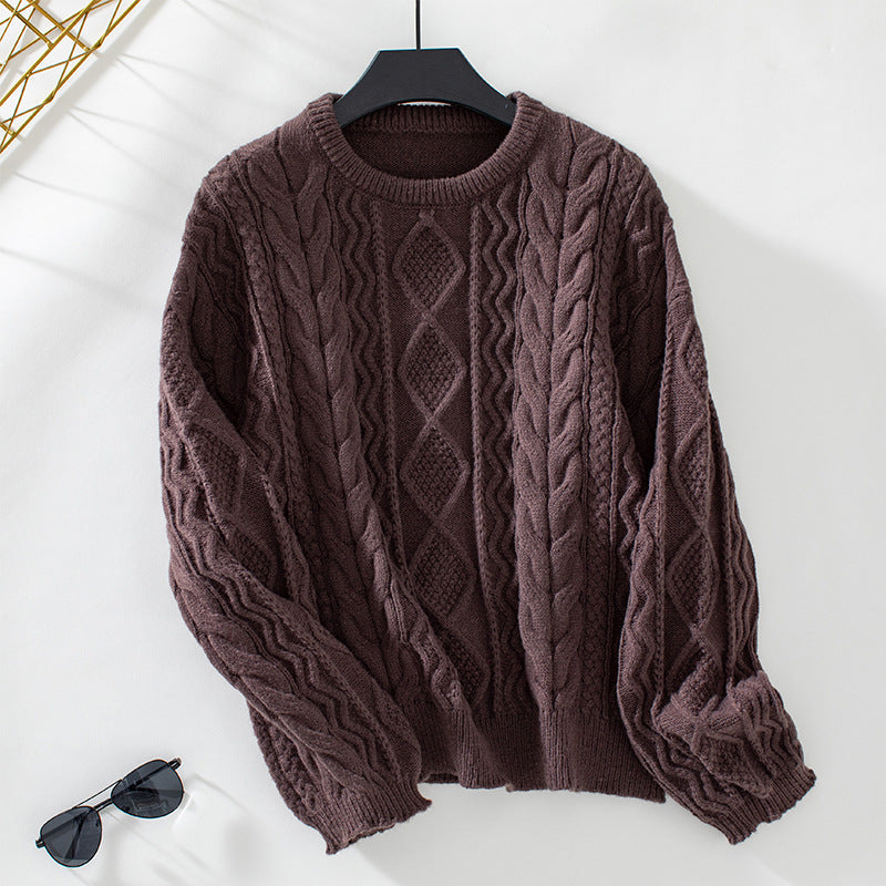 Damen Grobstrickpullover mit strukturiertem Zopfmuster Sovae