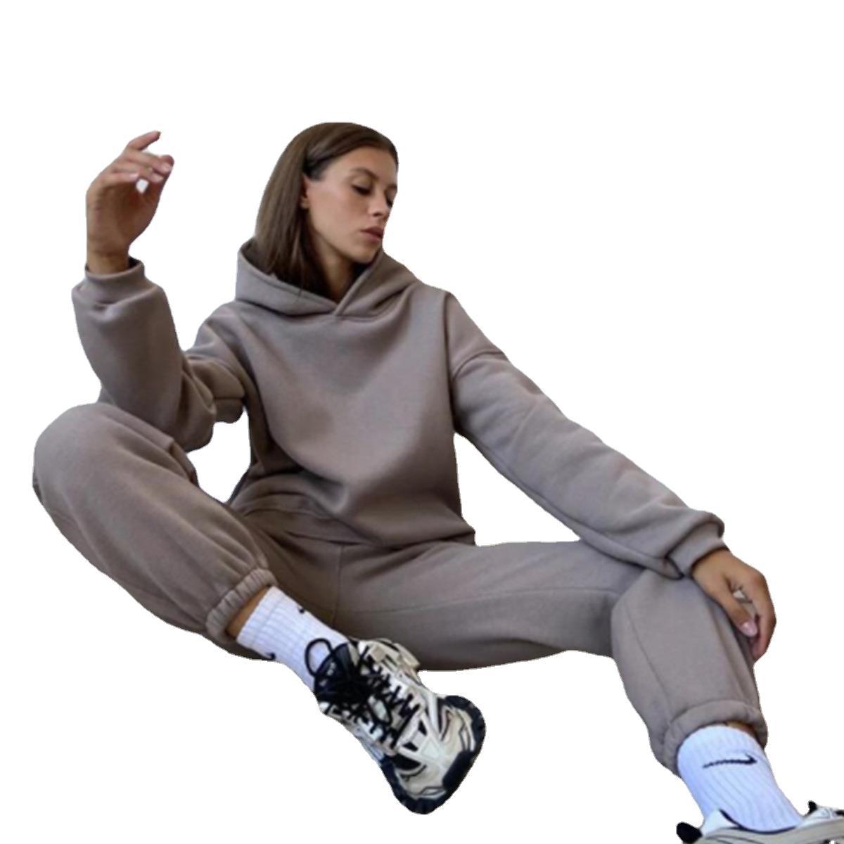 Damen gemütliches Kapuzenoberteil und Jogginghosen-Set Sovae