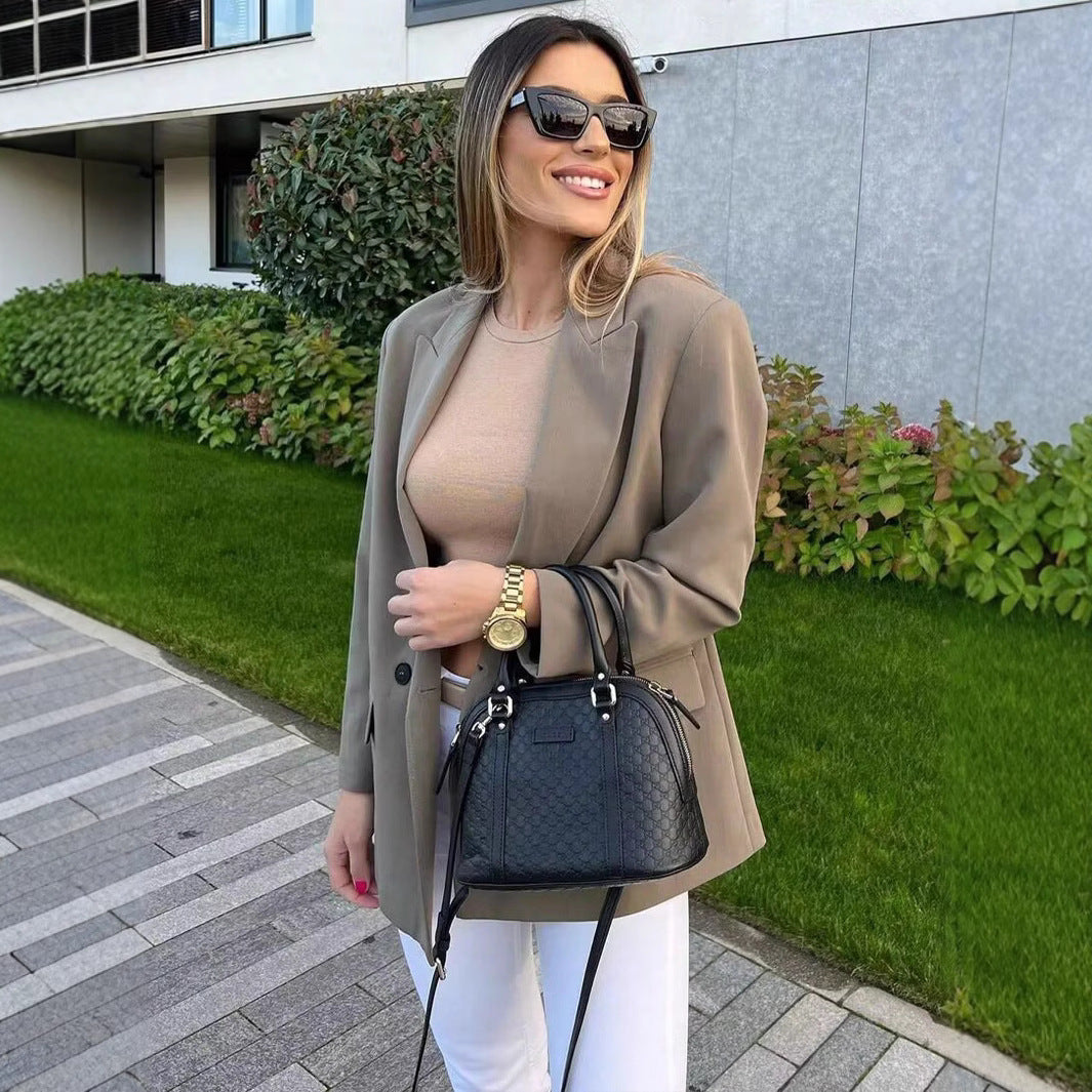 Damen elegante Doppelreiher-Blazerjacke mit stilvollem Schnitt Sovae
