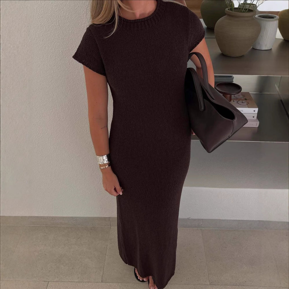 Damen Maxikleid mit strukturiertem Strickmuster und leichtem Gewicht Sovae