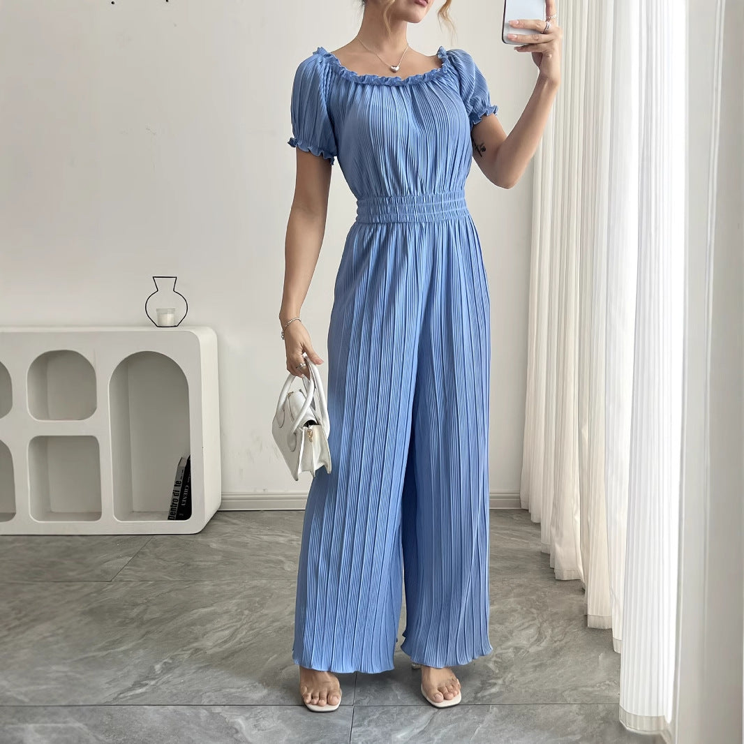 Damen Jumpsuit mit Plissee-Design und elastischem Bund Sovae