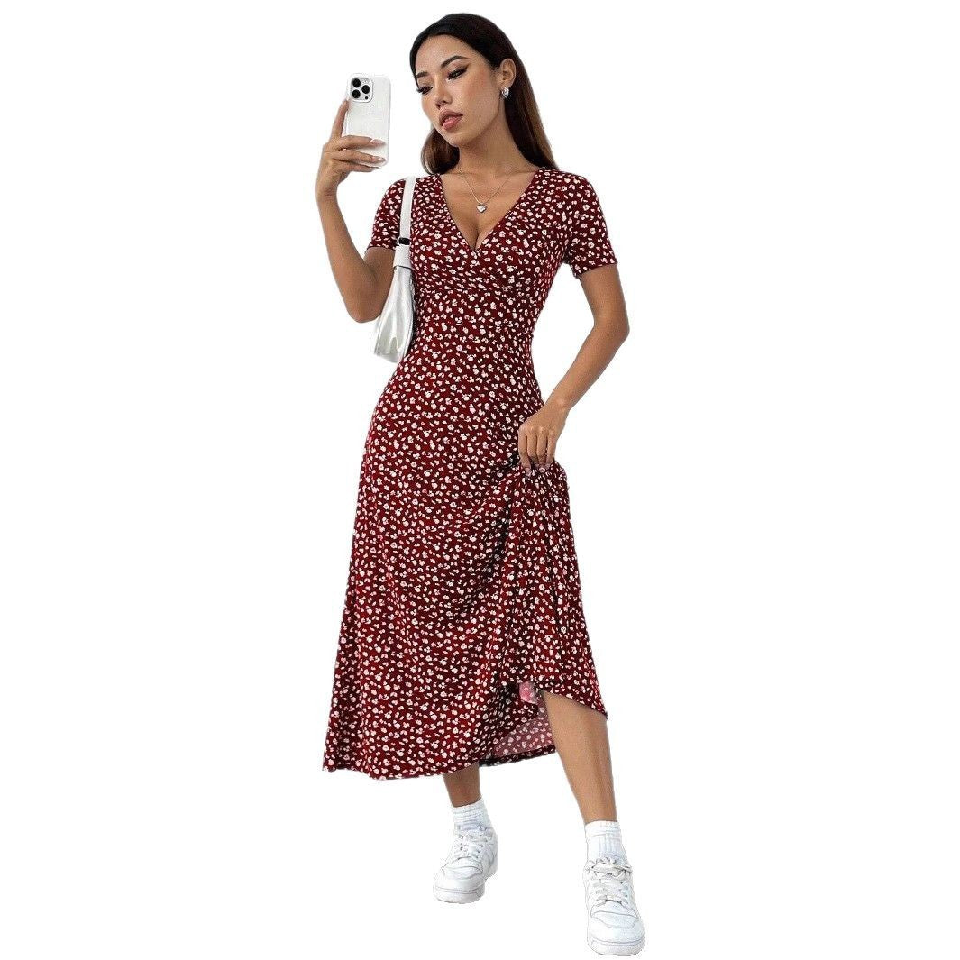 Damen Maxikleid mit floralem Muster und raffiniertem Schlitz Sovae