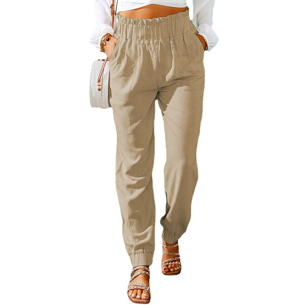 Damen Bequeme und elegante Sommerhose mit elastischem Bund und praktischen Taschen Sovae