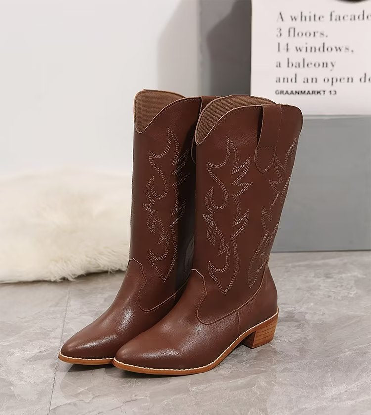 Damen Cowboystiefel mit detaillierter Stickerei Sovae