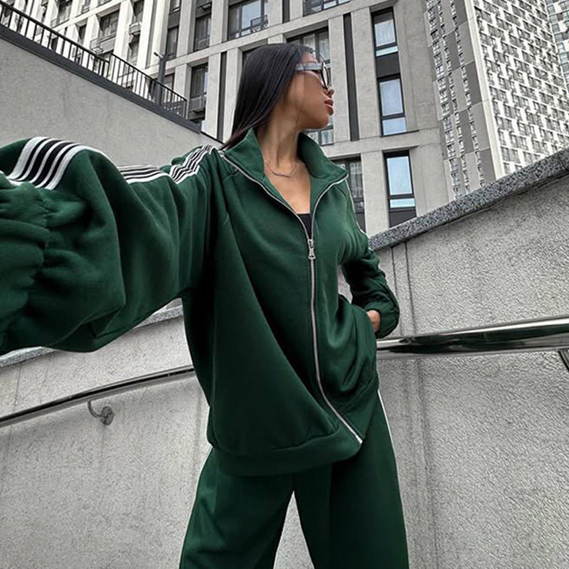 Damen Sportliches Fleece-Set mit weitem Schnitt Sovae