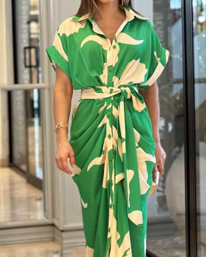 Damen Midikleid mit modernem Schnitt und schickem Taillengürtel Sovae