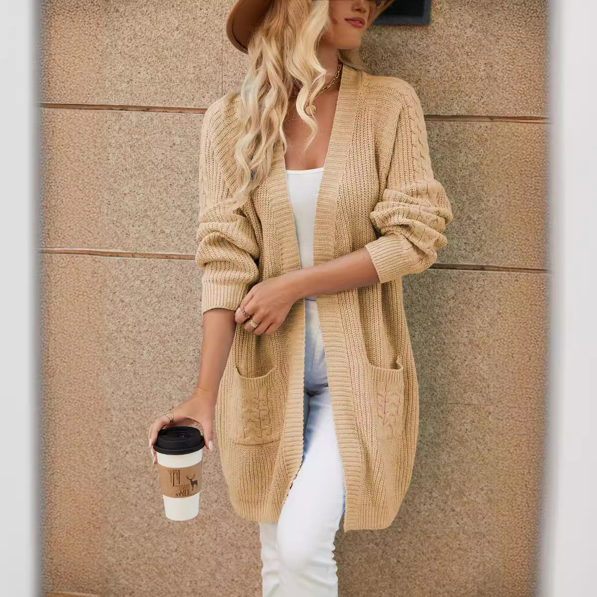 Damen Grobstrickcardigan mit praktischen Taschen und lässigem Schnitt Sovae