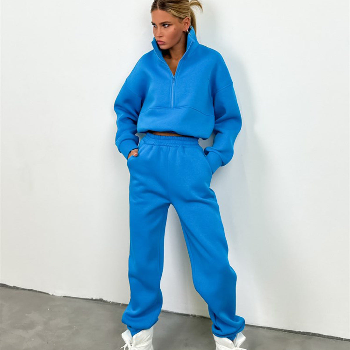 Damen Sportliches Freizeit-Loungewear-Set mit Stehkragen Sovae