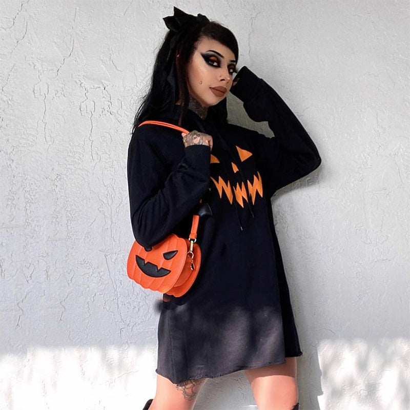 Damen Hoodie-Kleid mit Halloween-Motiv Sovae