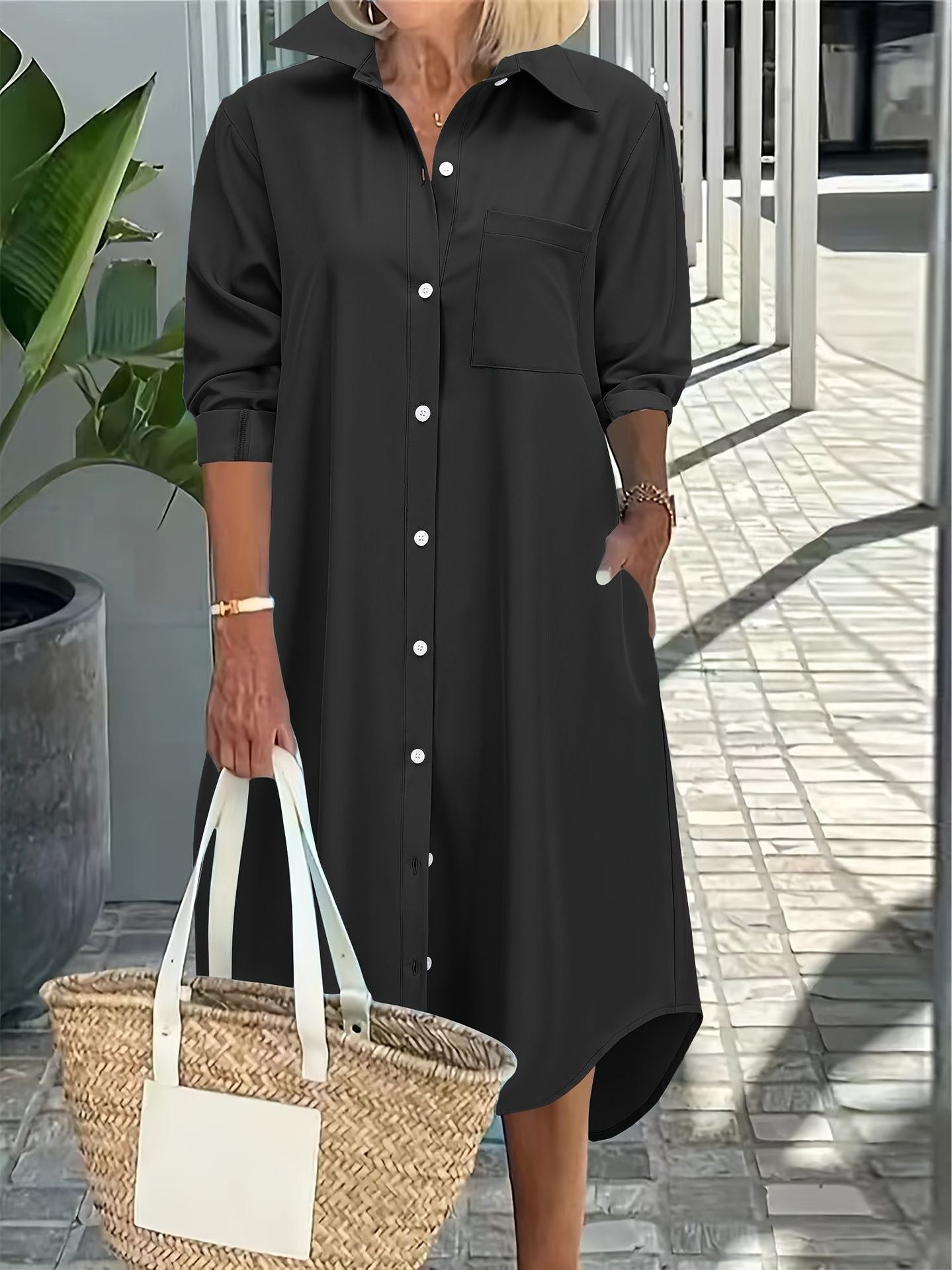 Damen Hemdblusenkleid Sovae