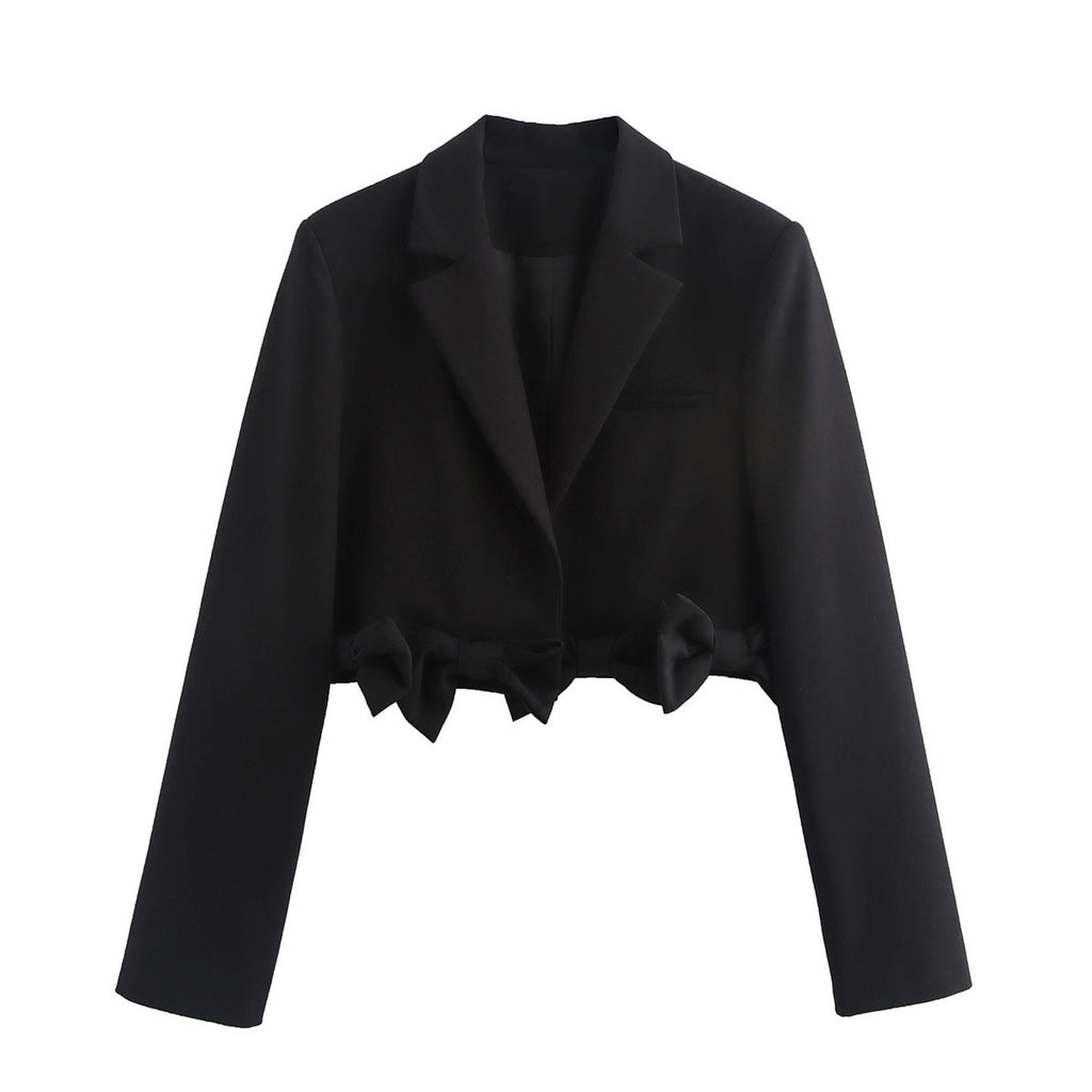 Damen modische Blazerjacke mit dekorativen Schleifen Sovae