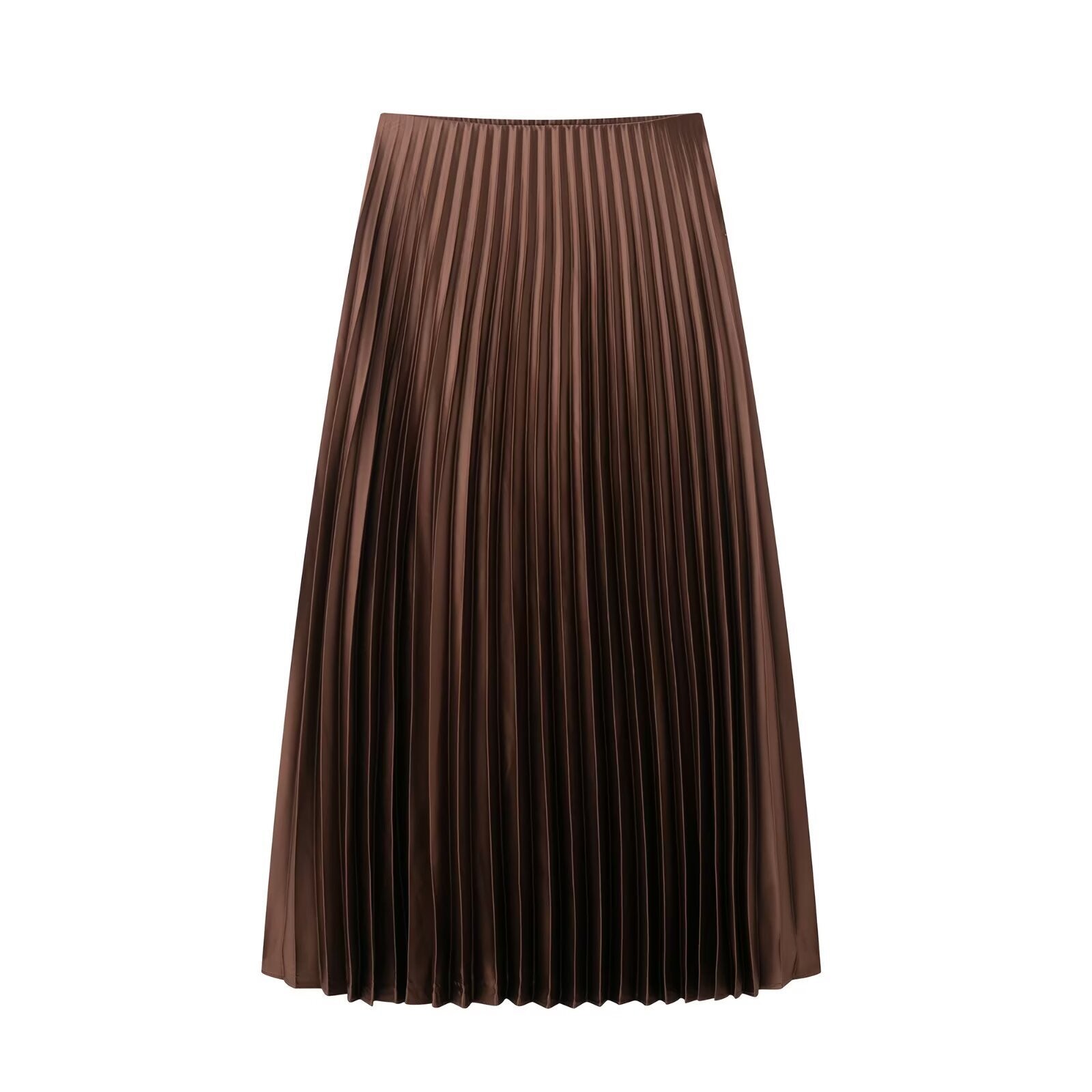 Damen Plissierter Midi-Rock mit elastischem Bund und schönem Schimmer Sovae