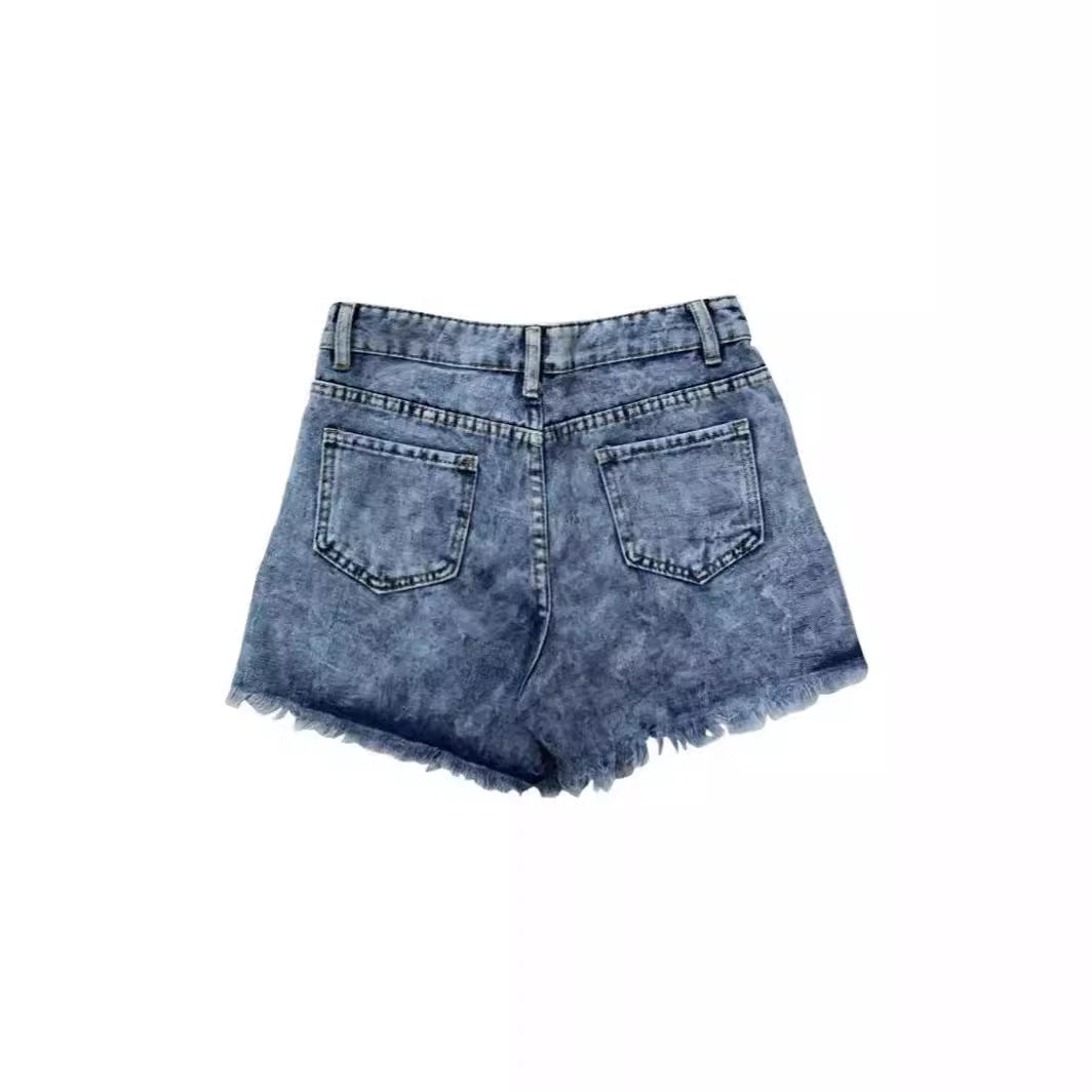 Damen Modische Denim-Shorts mit kreativen Taschen Sovae