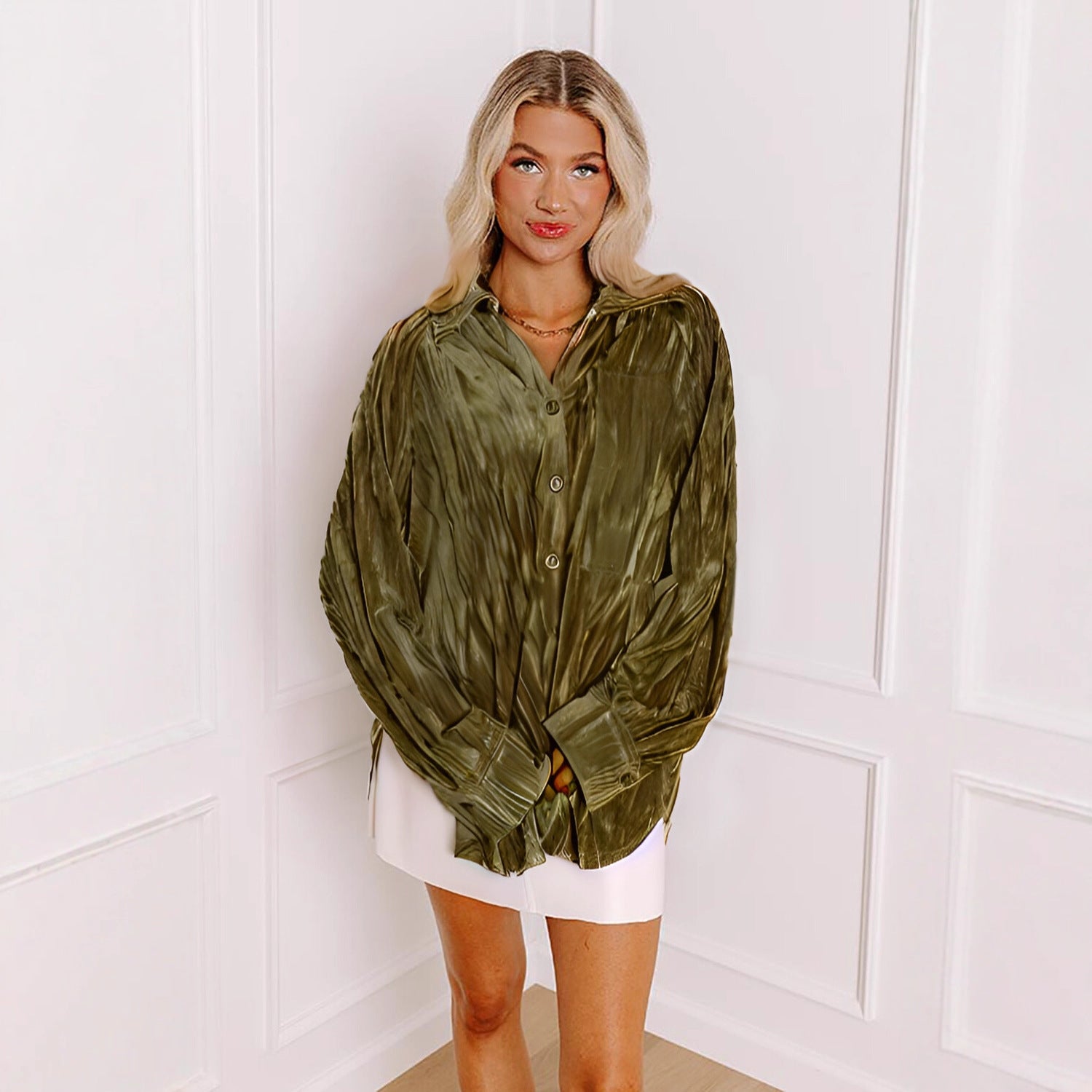 Damen lässige Oversized-Bluse aus strukturiertem Material Sovae