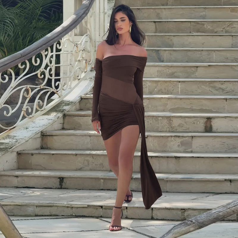 Damen Drapiertes Minikleid mit asymmetrischem Schnitt Sovae