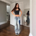 Damen Weit geschnittene Jeans mit einzigartigem Farbkontrast Sovae