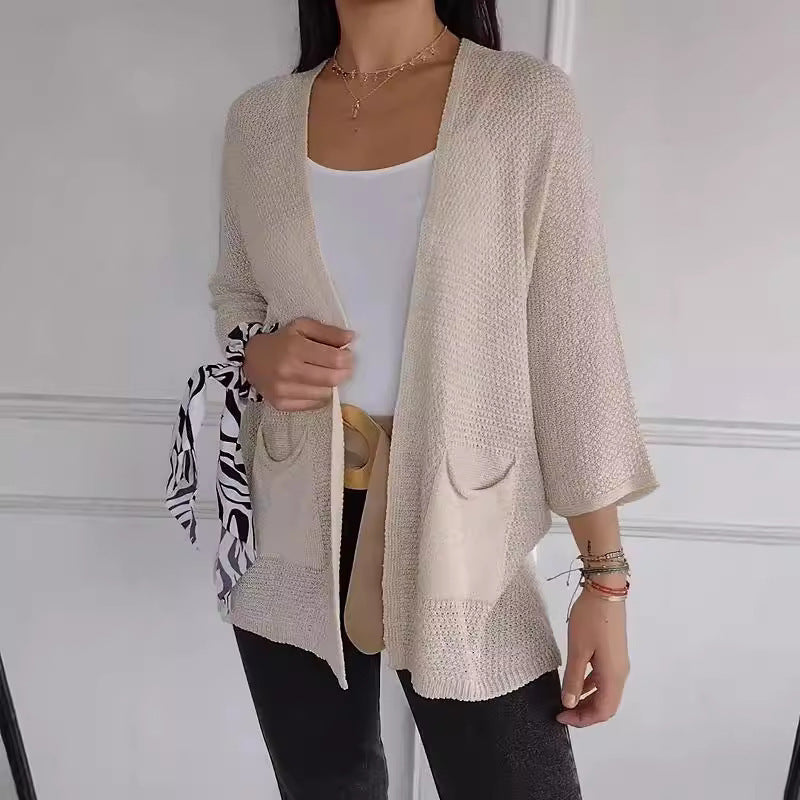 Damen lässige Strickjacke mit praktischen Taschen Sovae