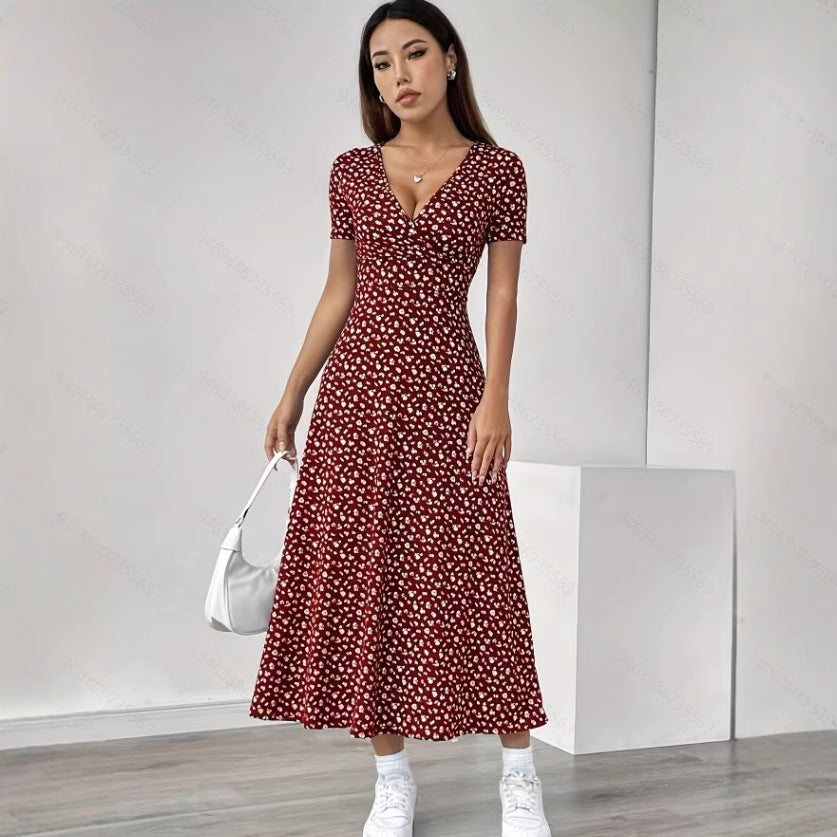 Damen Maxikleid mit floralem Muster und raffiniertem Schlitz Sovae