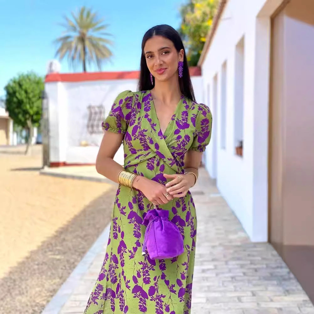 Damen Midikleid mit floralen Applikationen Sovae