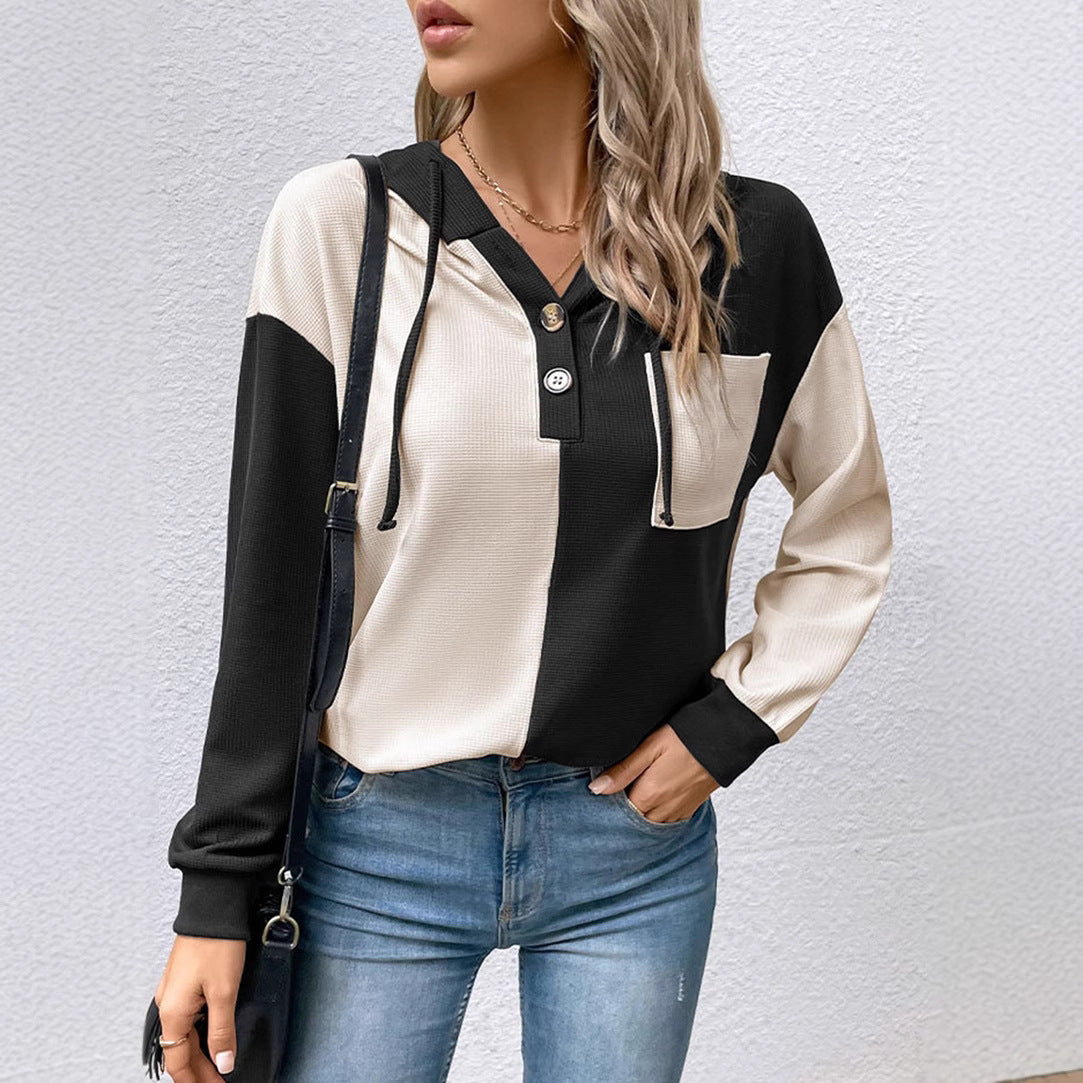 Damen lässiger Hoodie mit Kontrast-Details und Kapuze Sovae