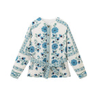 Damen leichte Bluse mit floralem Muster und dekorativem Bindegürtel Sovae