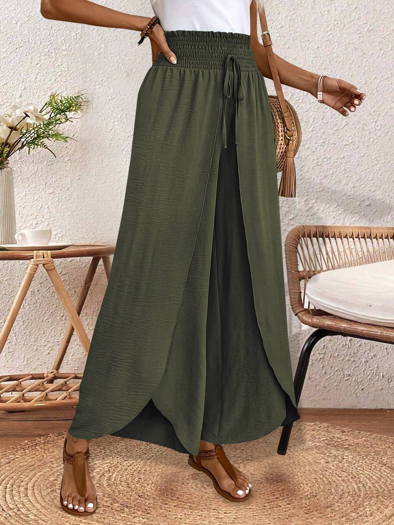 Damen Übergroße Plissierte Hose Sovae