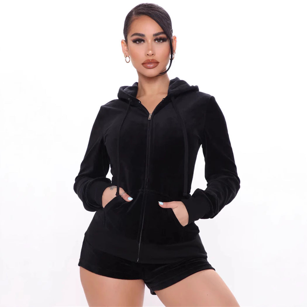Damen Fleece Kapuzenset Sovae