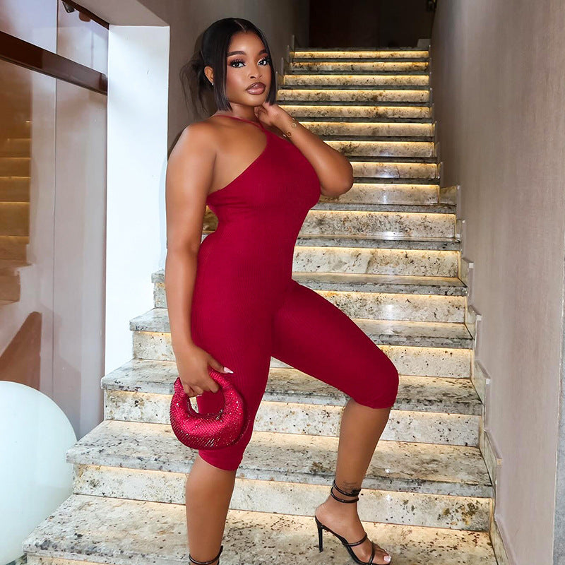 Damen Bequemer und eleganter Jumpsuit mit X-förmigem Trägerdesign Sovae