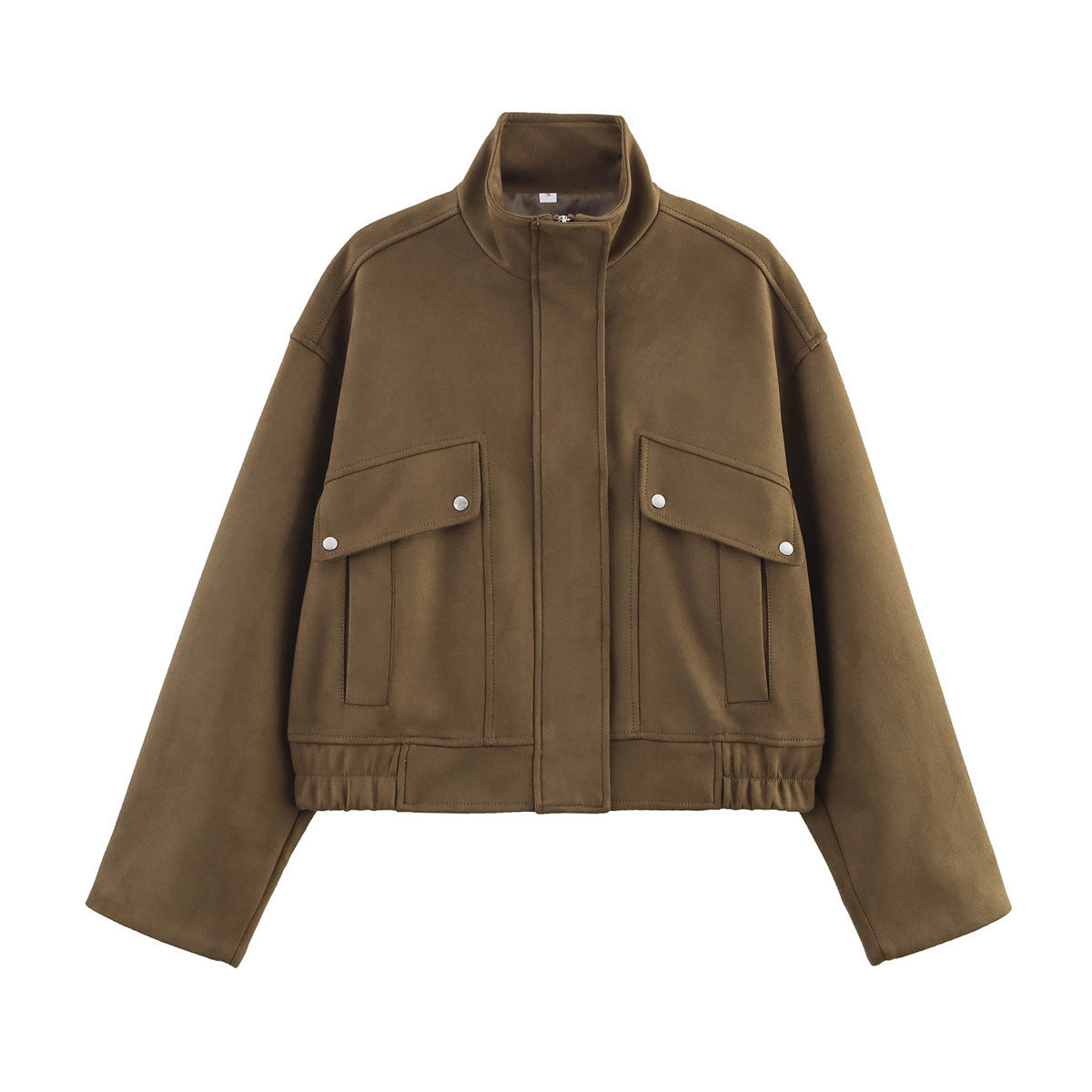 Damen zeitgemäße Relaxed-Fit Jacke mit aufgesetzten Taschen und Stehkragen Sovae