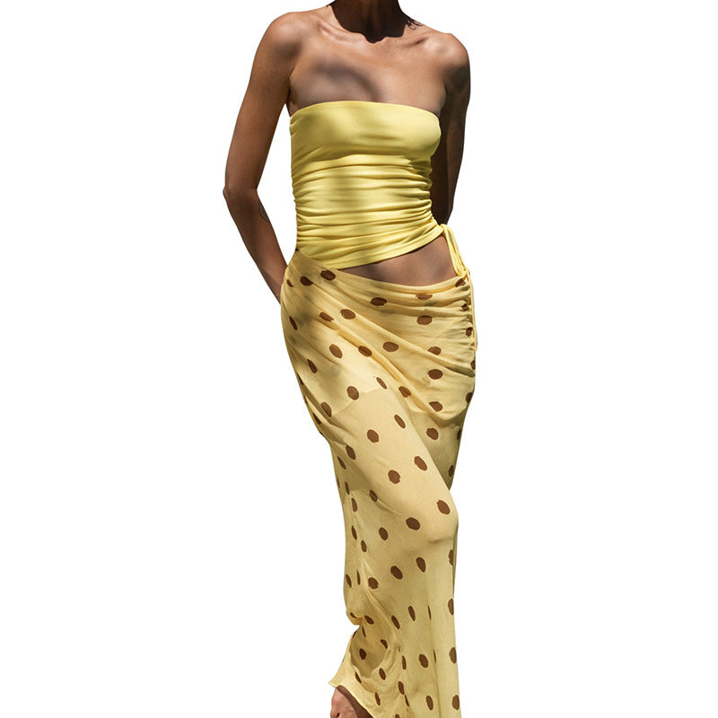 Damen Hipster Maxi-Rock mit gepunktetem Design Sovae